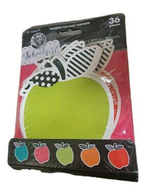 Schoolgirl Style 36pc Assorted Brights Apples Cut-Outs Back To School New